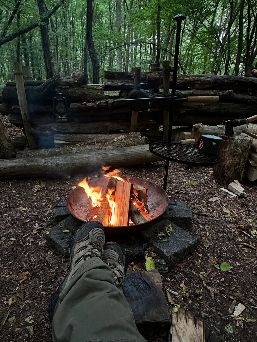 Peaceful camping spot in the woods